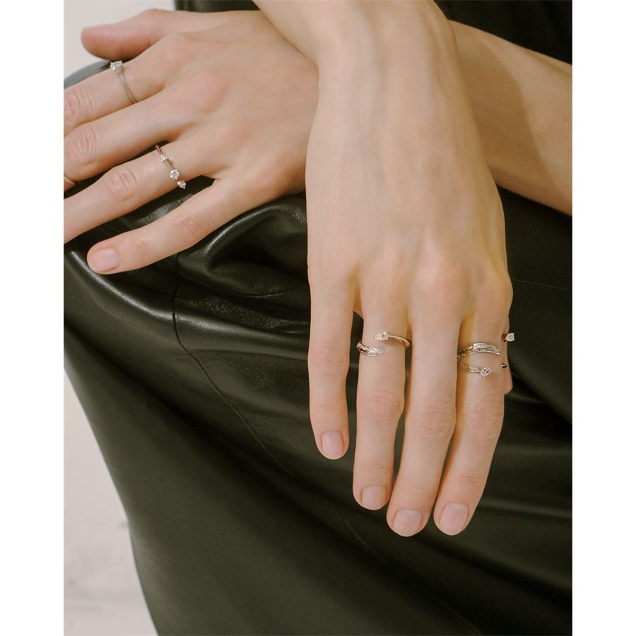 Anello 'Solis' due elementi con goccia e pavè SOLIS | AN2 GC E PVAU18B CT.0,17 + 0,30